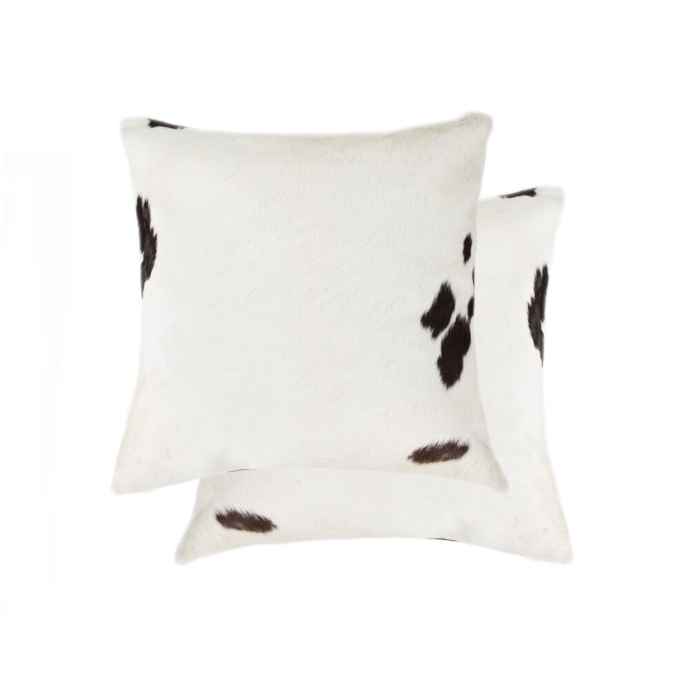Natural Home Decor Torino Kobe Cowhide Pillow | 2-Piece | White & black | 18"x18